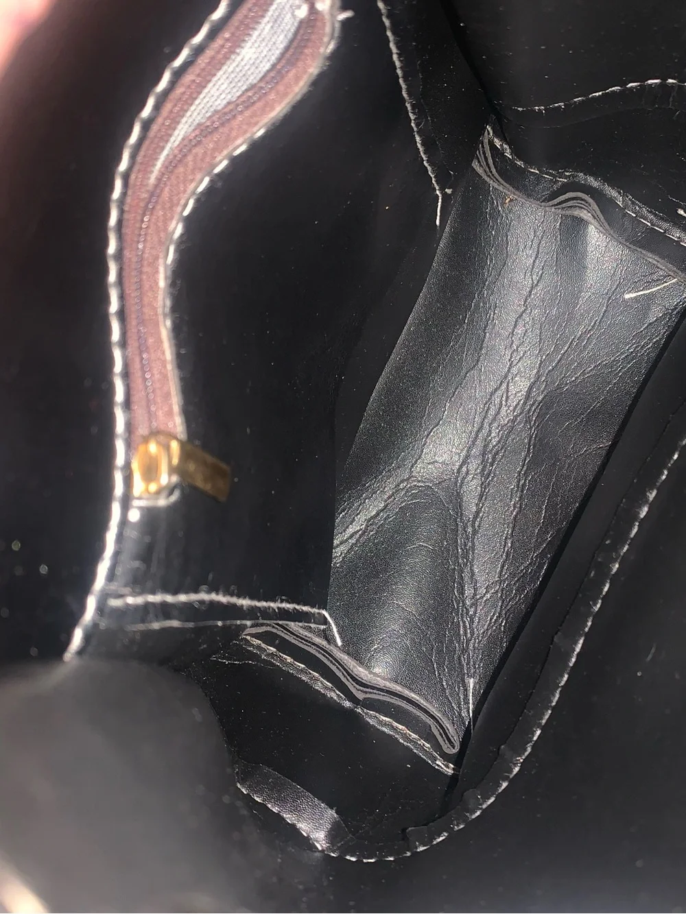 Black Faux Leather Drawstring Backpack - Unbranded